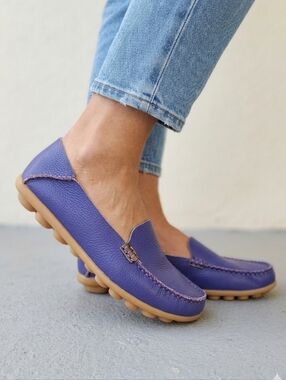 Venus Celia Purple Comfort Walling Flats Shoes Loafers Leather Size 39
